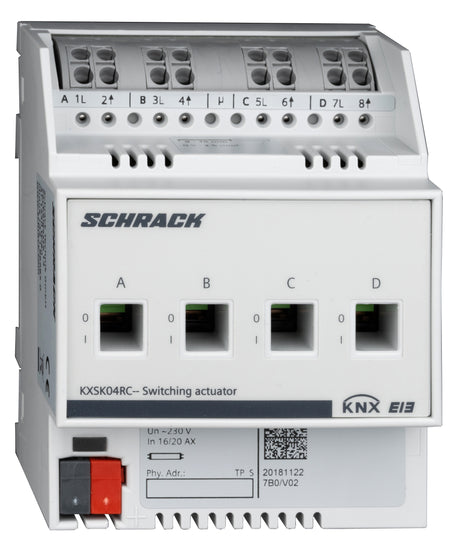 KNX Schaltaktor 4 x 16/20AX, 230V AC