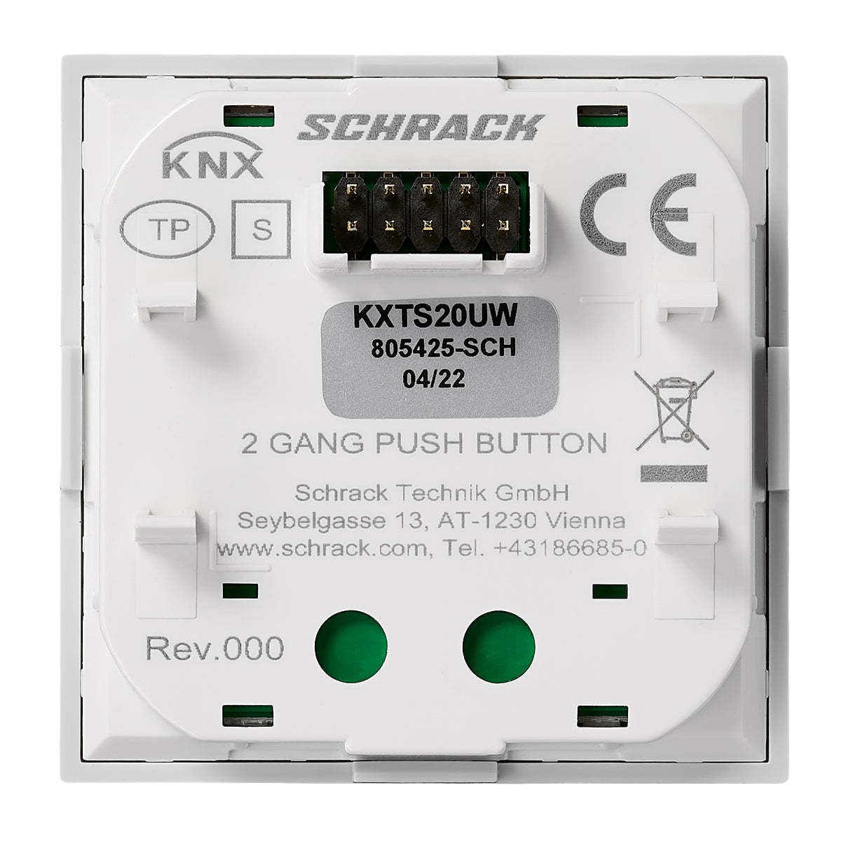 KNX Tastsensor 2-fach mit Status-LED, Weiß