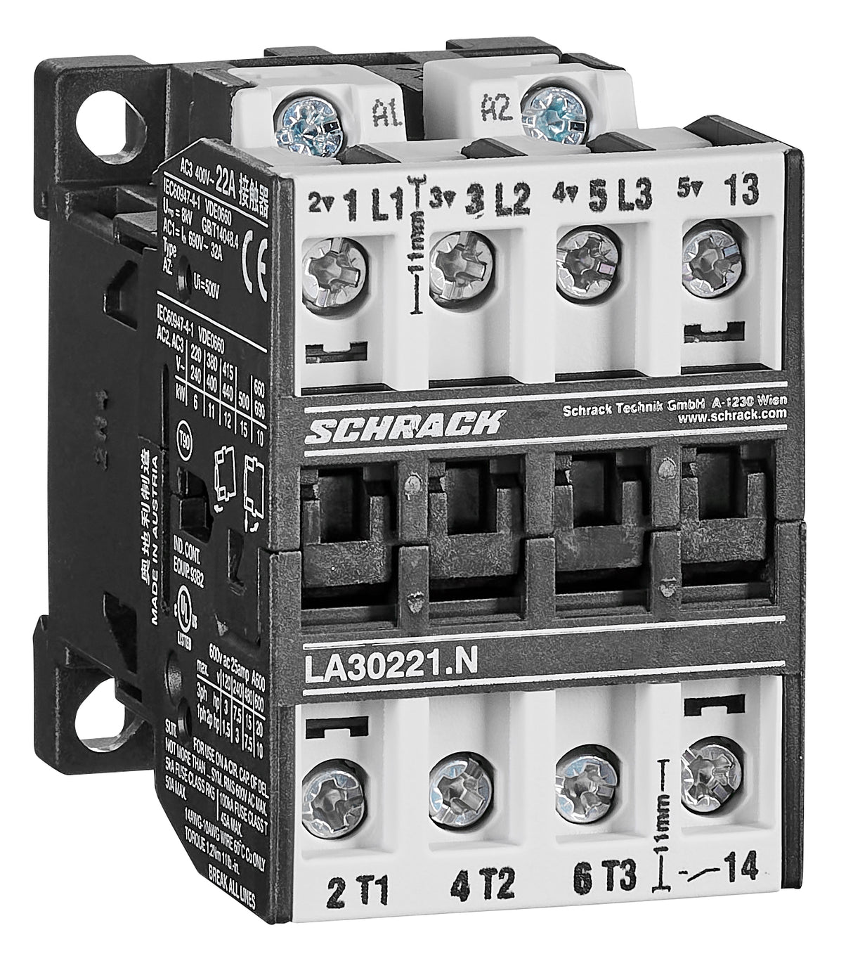Leistungsschütz, 11kW, 22A AC3, 32A AC1, 3polig, 1S, 230VAC