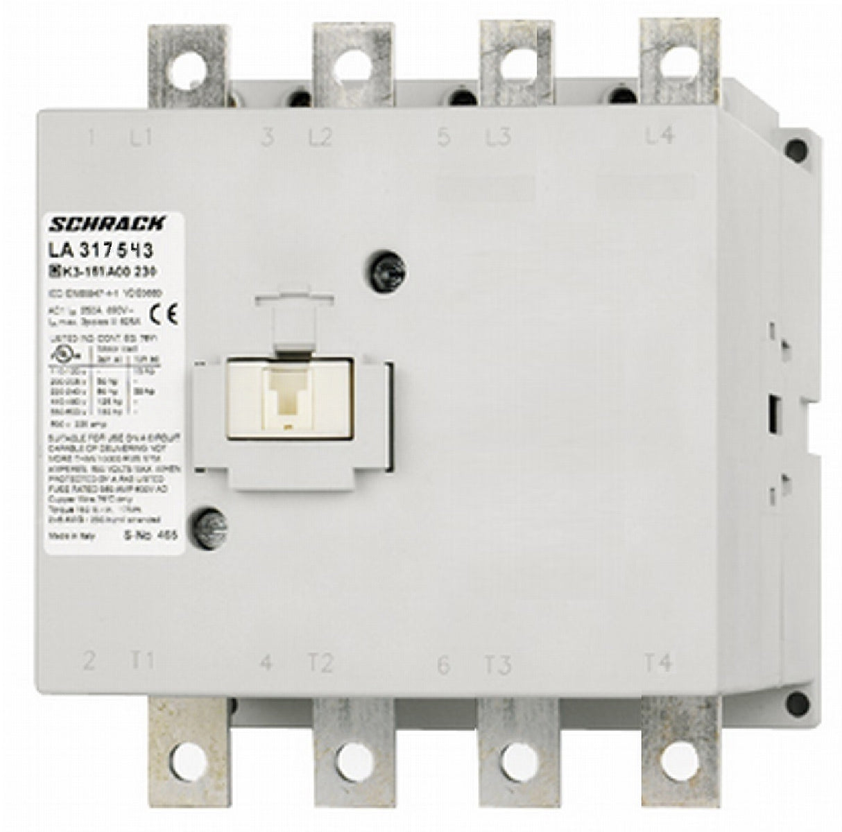 Leistungsschütz, 90kW, 175A AC3, 250A AC1, 4polig, 230VAC/DC