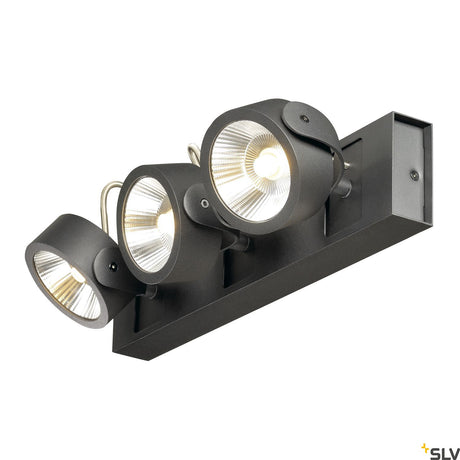 KALU LED 3 Wand- und Deckenleuchte, schwarz, 3000K, 60°