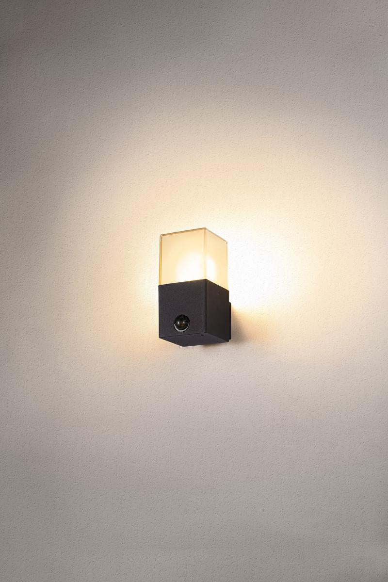 GRAFIT E27 eckig Sensor, Wandaufbauleuchte anthrazit