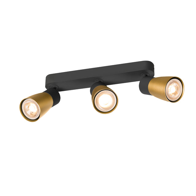 PURI 2.0 Dome long max. 3x 6W GU10 schwarz / gold