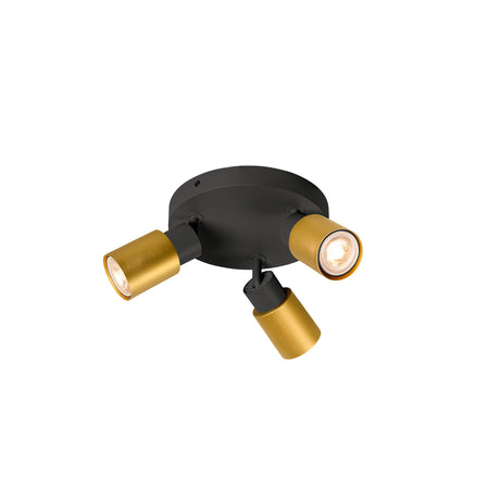PURI 2.0 Tube rund max. 3x 6W GU10 schwarz / gold