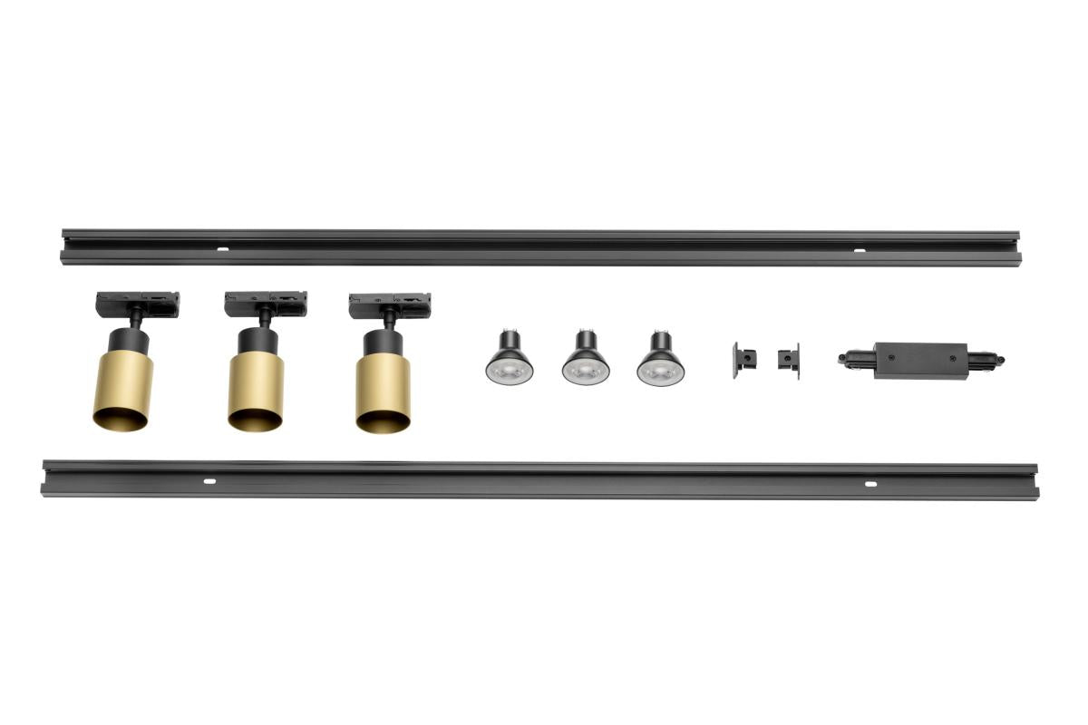 PURI 2.0, 1Ph., Dreifach Schienen Set, QPAR51, gold/schwarz