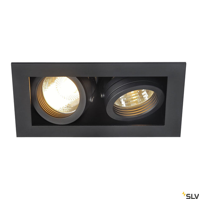KADUX 2 GU10 Downlight, eckig, mattschwarz, max. 2x50W
