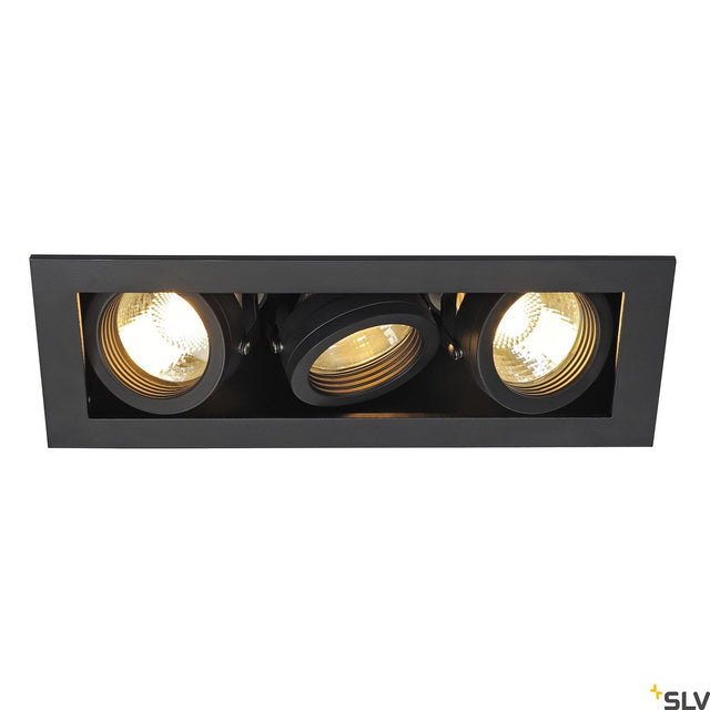 KADUX 3 GU10 Downlight, eckig, mattschwarz, max. 3x50W