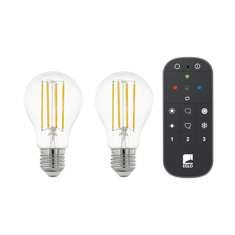 LM-ZIG-E27-A60 6W 4000K Klar Dimmbar 2er Set m Fernbedienung