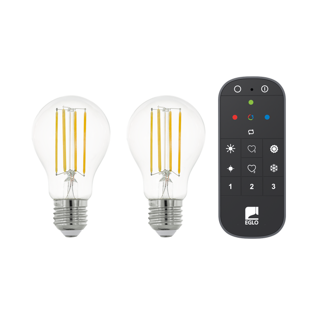 LM-ZIG-E27-A60 6W 4000K Klar Dimmbar 2er Set m Fernbedienung