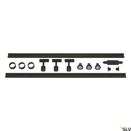 1-Phasen Hochvolt-Set schwarz, 2x1m, inkl. 3xPURI und LED
