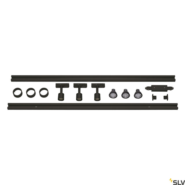1-Phasen Hochvolt-Set schwarz, 2x1m, inkl. 3xPURI und LED