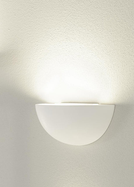 GL 101 E14 Wandleuchte, max. 40W, halb rund, weißer Gips