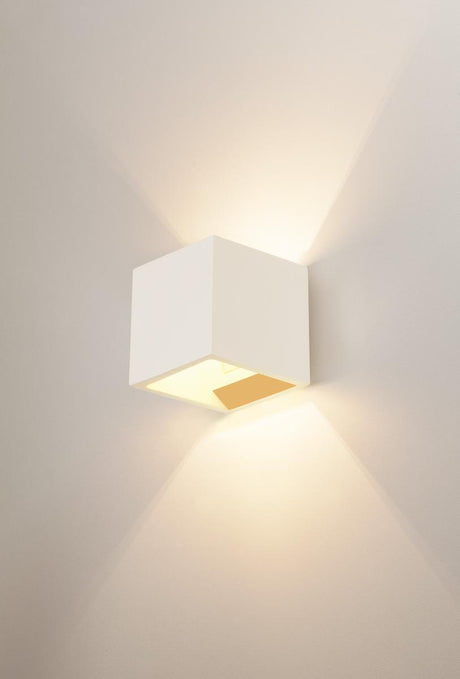 PLASTRA CUBE Wandleuchte, eckig, weißer Gips, G9, max. 42W