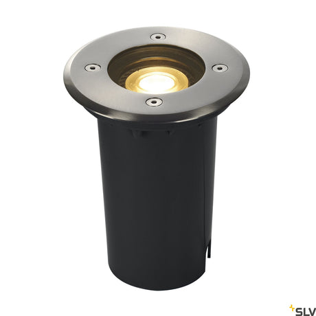 Solasto Bodeneinbaustrahler, GU10, rund, Edelstahl