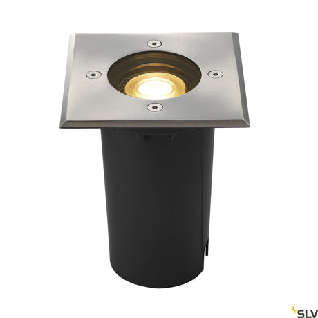 Solasto Bodeneinbaustrahler, GU10, eckig, Edelstahl