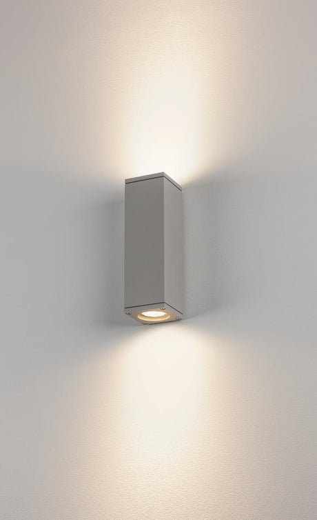 THEO UP/DOWN OUT Wandl., GU10, max. 2x35W, eckig, silbergrau