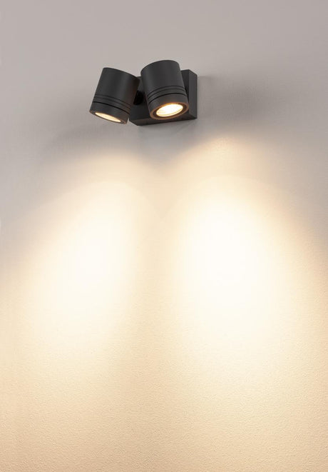 NEW MYRA WALL SPOT Wandleuchte, 2xGU10, IP55, anthrazit