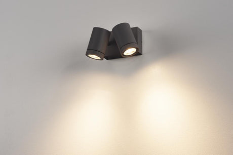 HELIA WALL LED 2x8W, 3000K, IP55, sandig anthrazit,downlight