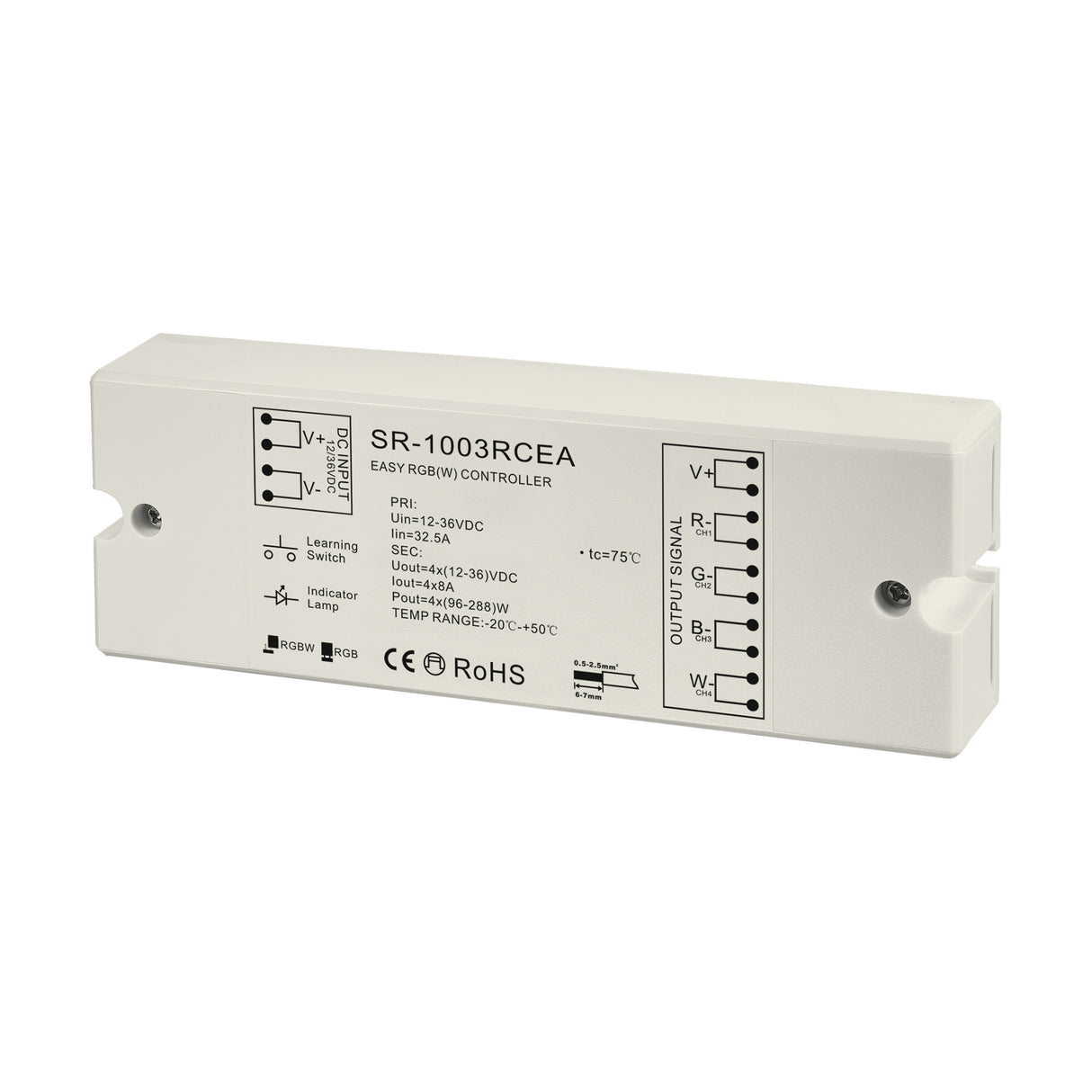 LED RF Controller RGBW Empfänger 4x8A 768W 24V 768W IP20