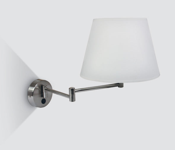 61046/MC GEBÜRSTET CHROME WALL LIGHT 12W E27 WEISS SHADE