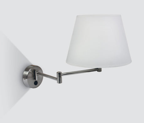 61046/MC GEBÜRSTET CHROME WALL LIGHT 12W E27 WEISS SHADE