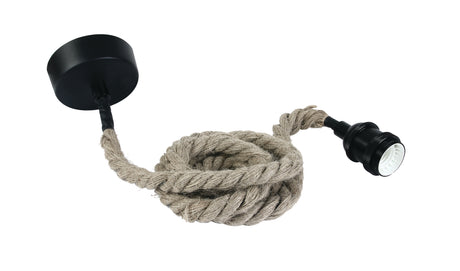 0992/B SCHWARZ E27 THICK ROPE WIRE 2m SUSPENSION