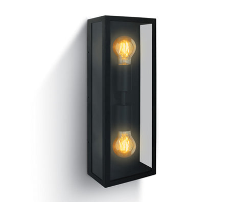 67406B/B SCHWARZ WALL LIGHT 12W 2xE27 IP43
