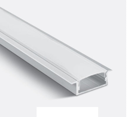 7906R/W WEISS EINBAU PROFIL 2m FÜR 20mm STRIPS + PC OPAL ABD