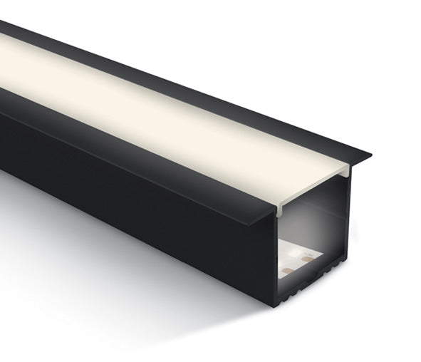7910R/B SCHWARZ EINBAU PROFIL 2m + PC opal Abdeckung