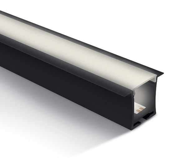 7912R/B SCHWARZ EINBAU PROFIL 2m + PC OPAL Abdeckung