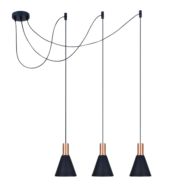 63122B/CU KUPFER SCHWARZ SHADE 10W 3xE27