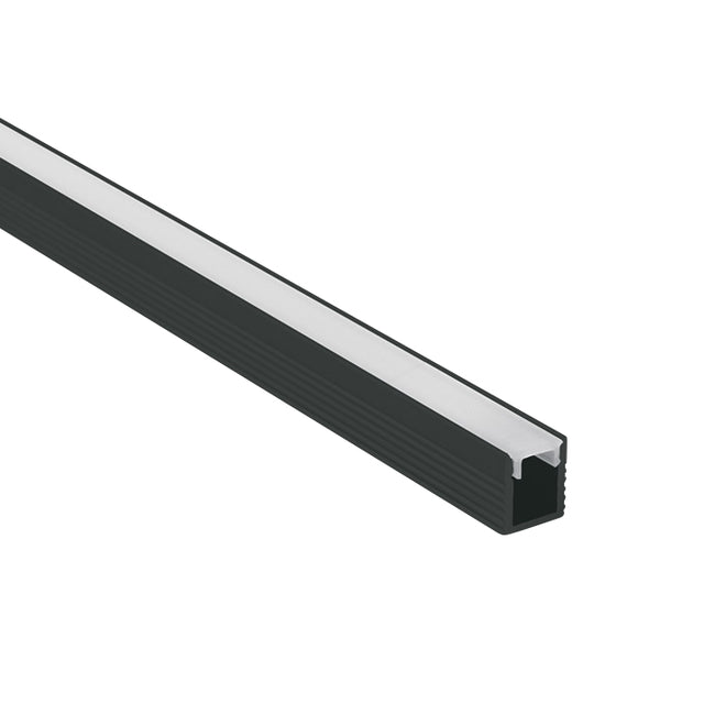 7901/B SCHWARZ PROFIL 2m FÜR 5mm STRIPS + PC OPAL Abdeckung