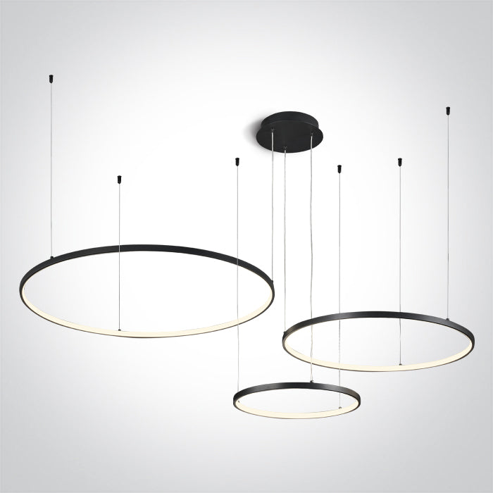 63150B/B/W SCHWARZ 3x RINGS 40cm/60cm/80cm 65W WW IP20 DIM