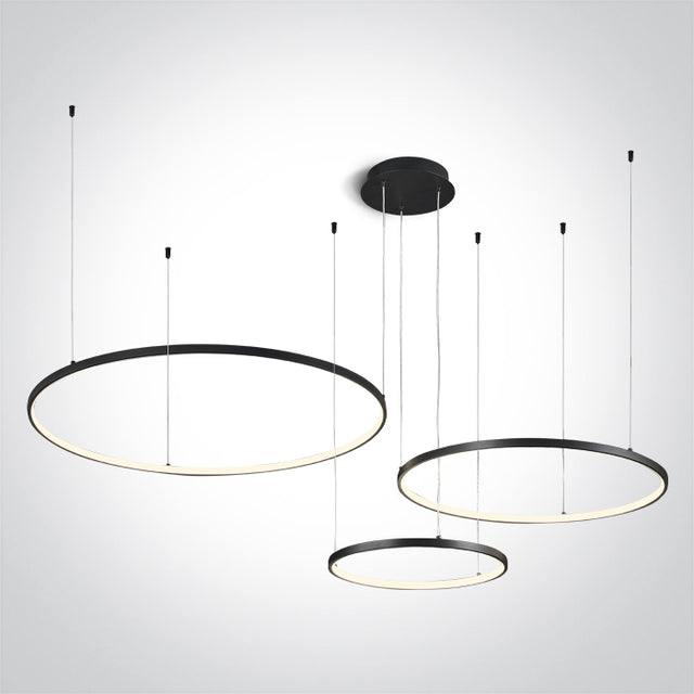 63150B/B/W SCHWARZ 3x RINGS 40cm/60cm/80cm 65W WW IP20 DIM