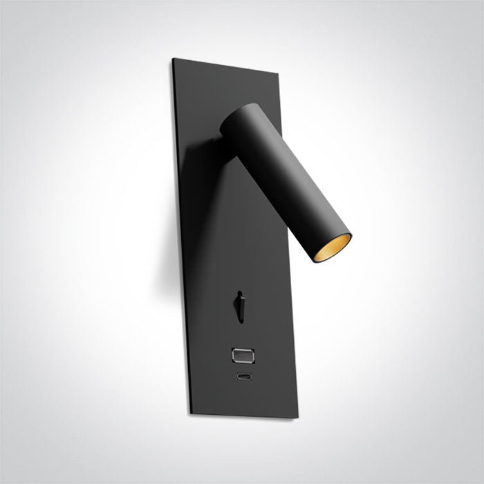 65746RA/B/W SCHWARZ RECESSED SPOT 3W WW IP20 USB+TYPE C 230V