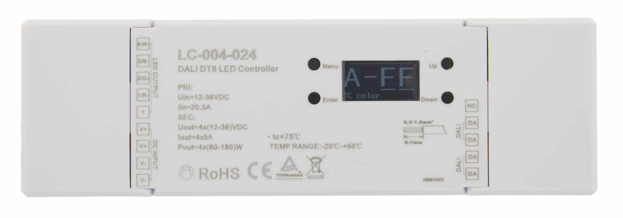 LED DALI PWM Dimmer 4 Kanal | DT8 mit OLED Display