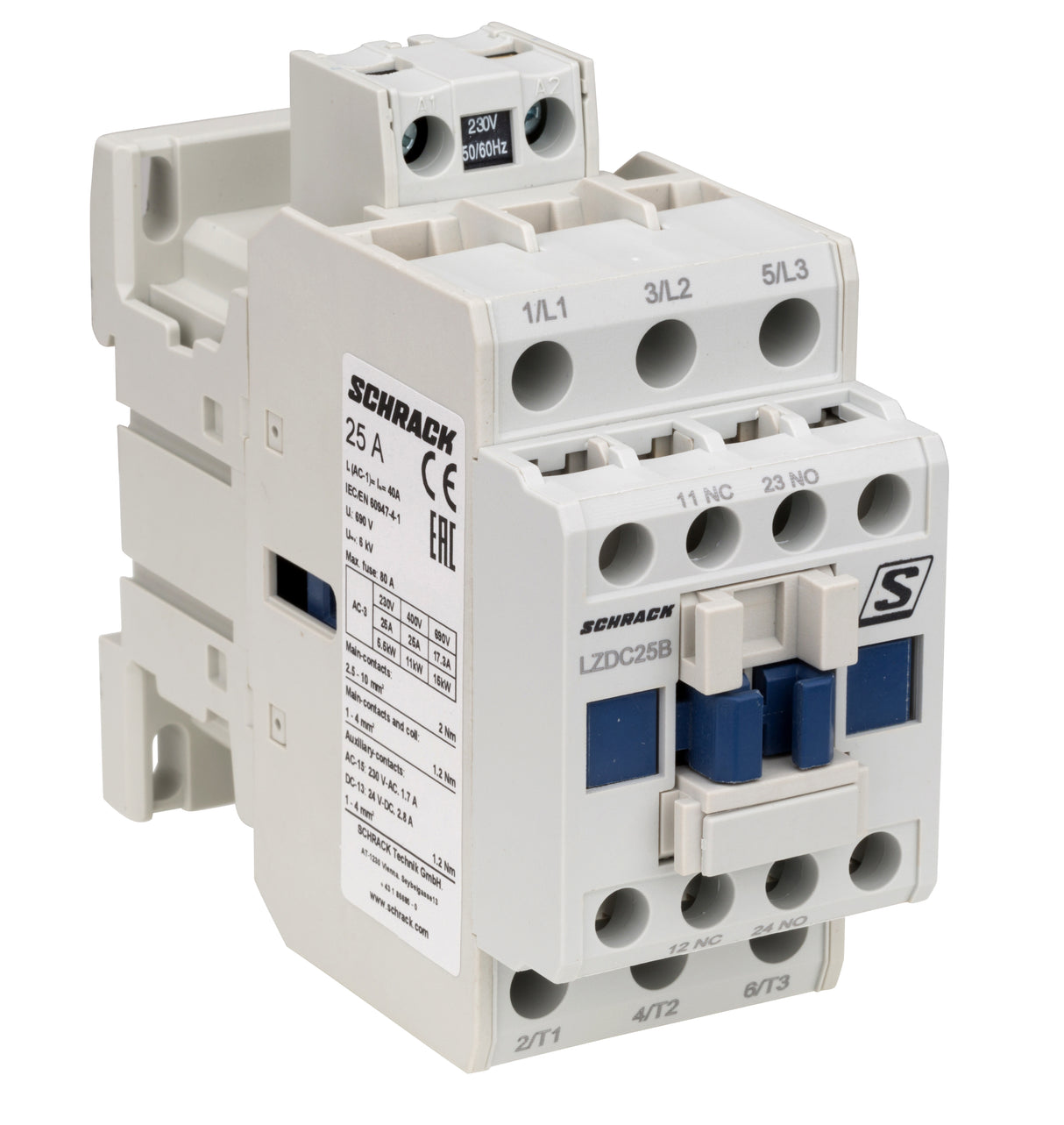 Schütz 3-polig, CUBICO Classic, 11kW, 25A, 1S+1Ö, 230VAC