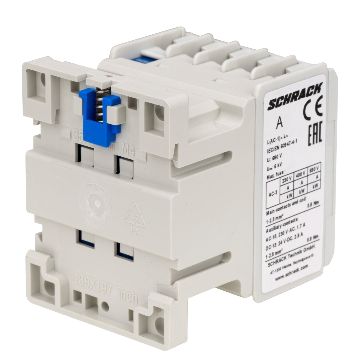 Schütz 3-polig, CUBICO Mini, 2,2kW, 6A, 1S, 24VDC