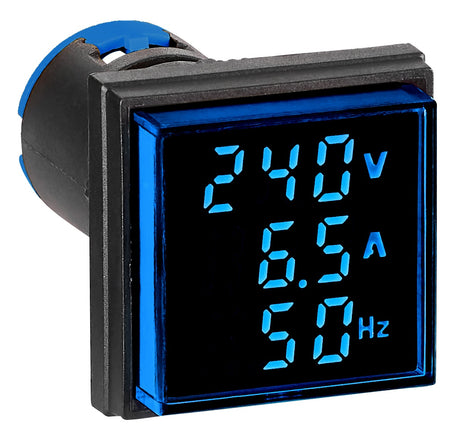 Multimeter, 22,5 mm, 0-100 A 50-500 V AC, blau, rechteckig