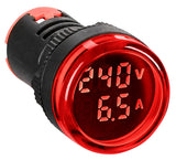Volt/Amperemeter, 22,5 mm, 50-500 V 0-100 A AC,  rot, rund