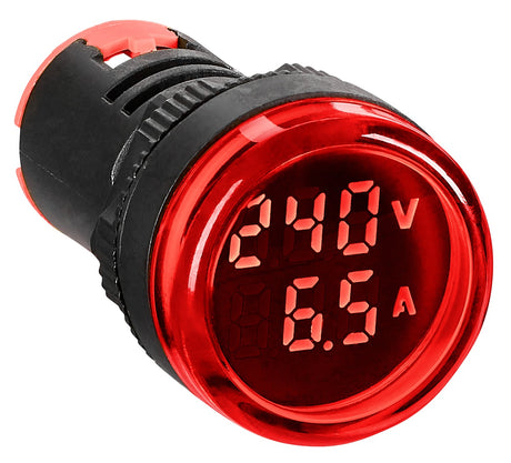 Volt/Amperemeter, 22,5 mm, 50-500 V 0-100 A AC,  rot, rund