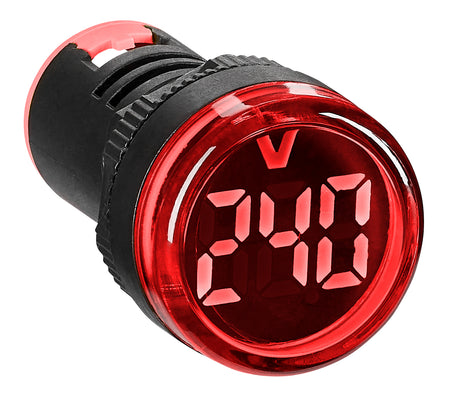 Voltmeter, 22,5 mm, 50 - 500 V AC,  rot, rund