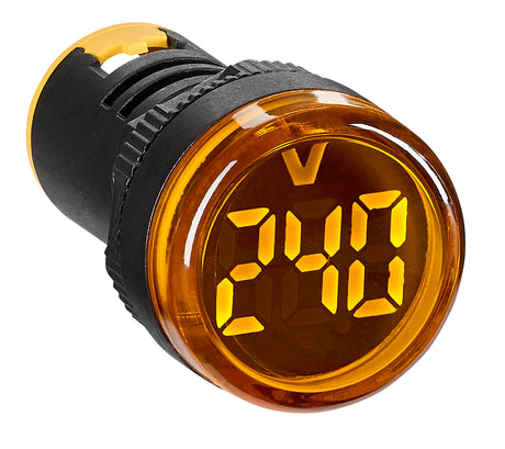 Voltmeter, 22,5 mm, 50 - 500 V AC,  gelb, rund