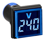 Voltmeter, 22,5 mm, 50 - 500 V AC, blau, rechteckig