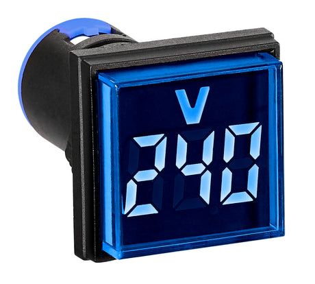 Voltmeter, 22,5 mm, 50 - 500 V AC, blau, rechteckig