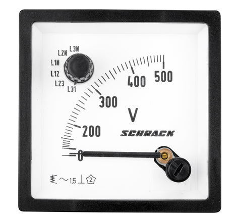 Foto: Voltmeter mit integriertem Umschalter, 72x72mm, 500VAC