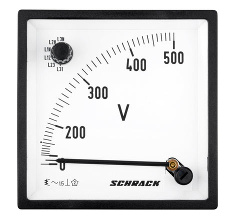 Foto: Voltmeter mit integriertem Umschalter, 96x96mm, 500VAC