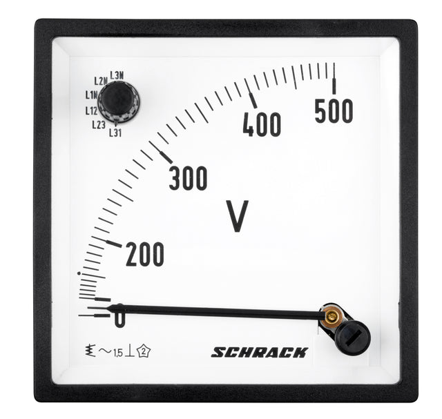 Foto: Voltmeter mit integriertem Umschalter, 96x96mm, 500VAC