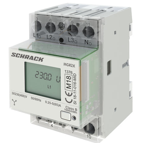 Digitaler Drehstrom-Direktzähler 65A, mit MID und RS485, 3TE