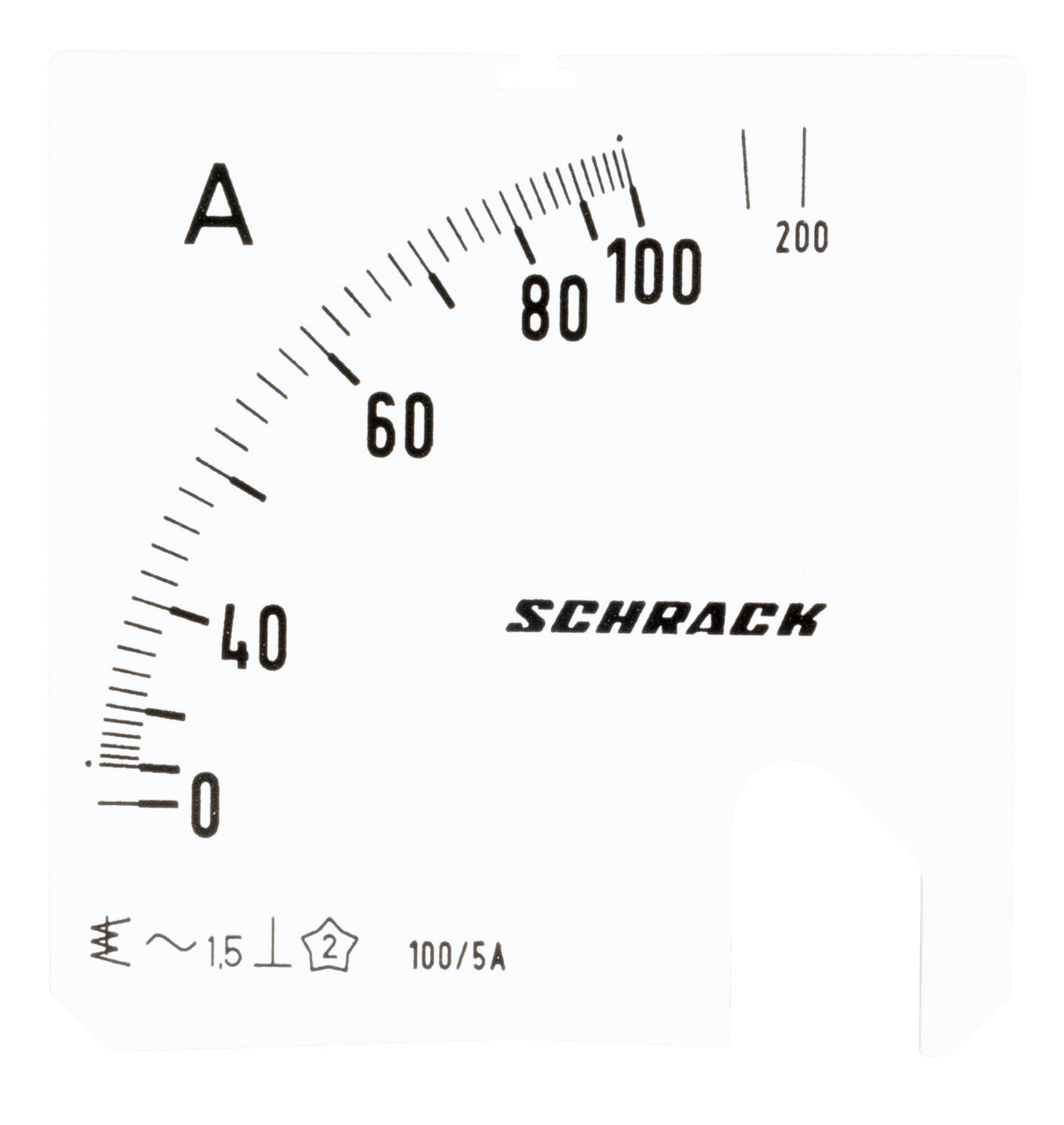 Wechselskala, 72x72mm, 100/200/5A AC